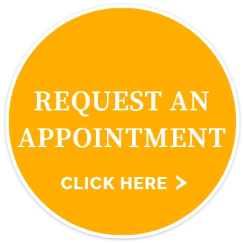 Yellow circular button with the text “REQUEST AN APPOINTMENT” and “CLICK HERE” in white.