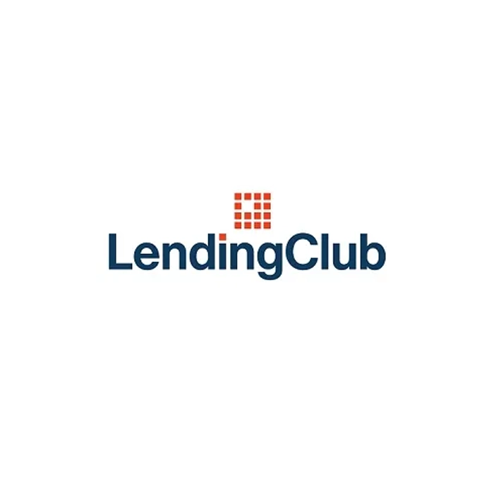 LendingClub logo displayed on a white background with blue text and an orange square icon.